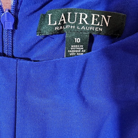 LAUREN Ralph Lauren Royal Blue Wrap Maxi Coctail Dress Nordstrom Size 10 - Picture 3 of 5